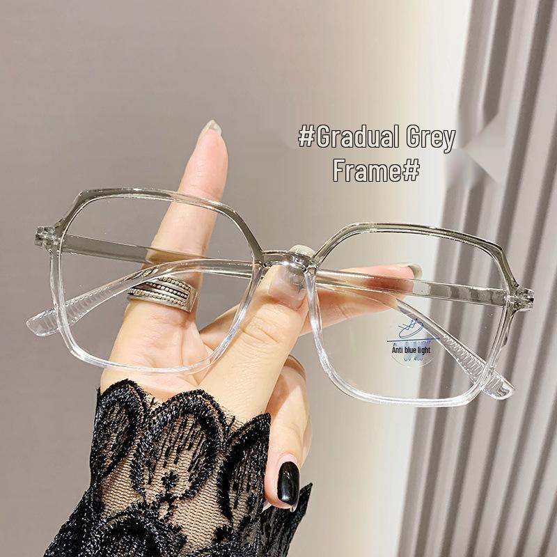 Kuaishou Anti-Blue Light Fashion Glasses: Unisex Trendy Square Frame with Plano Lens, Stylish Prescription-Ready. Anti-Blue Light прозрачный серый оправы
