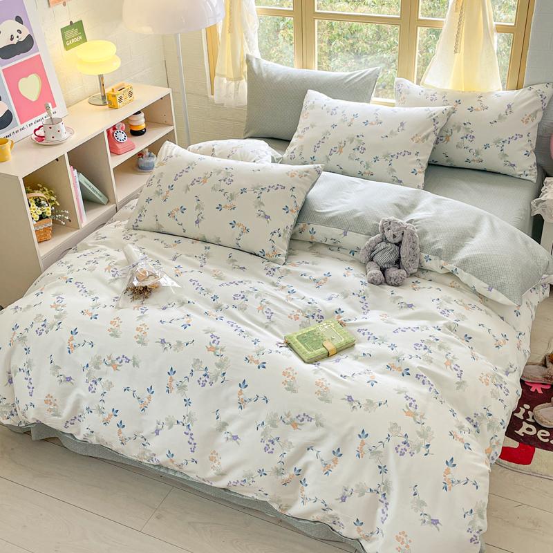 Elegant Blue Floral Pattern Duvet Cover Set 100% Cotton Soft Skin Friendly Queen Size Bedding Set Comforter Cover Pillowcases