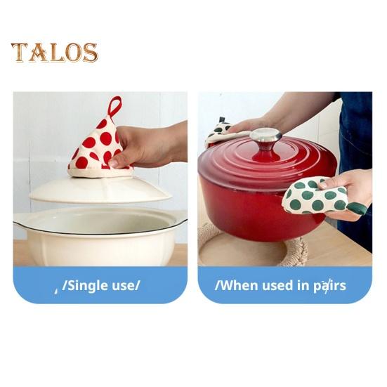 Wärmeisolierende Handschuhe, rutschfestes Küchenwerkzeug, langlebige dreieckige Topfgriffkappe, hochtemperaturbeständige Ofenhandschuhe aus Baumwolle mit Aufhängeringen