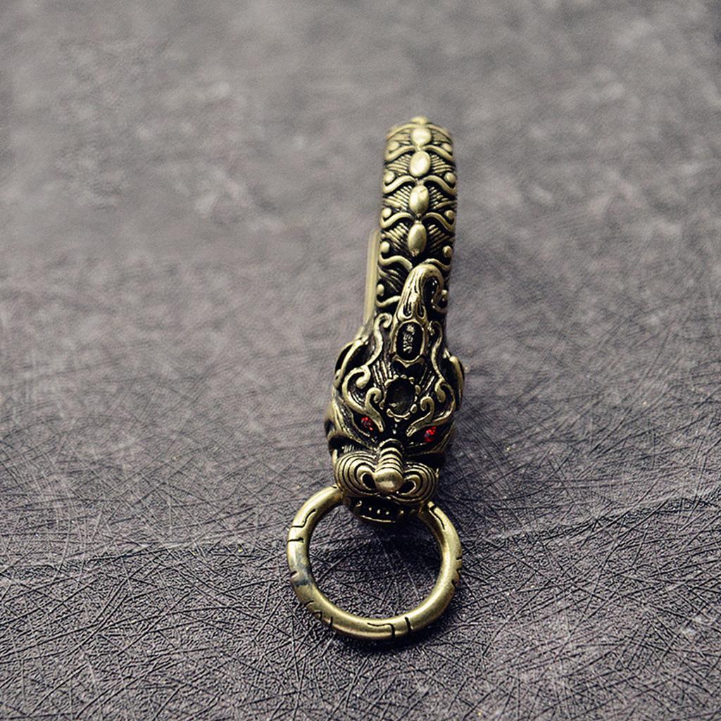 Carved Loong Keychains For Keys Or Small Items for Kids Teens Adults Portable and Versatile Metal Keyrings Brass