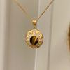 Classic Natural Tiger Eye Stone Necklace New in Trendy High Quality Light Luxury Round Flower Brushed Pendant Wedding Jewelry