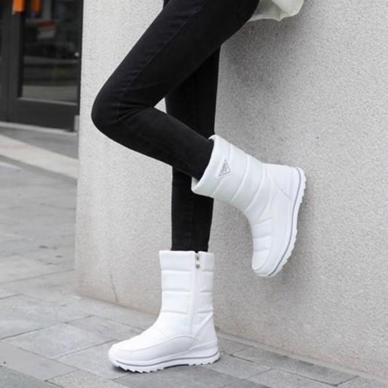 Women's Winter Fur One Thickened Padded Waterproof Comfortable Warm Anti Cold Lightweight Hiking Waterproof Non-slip Mid-calf Snow Boots