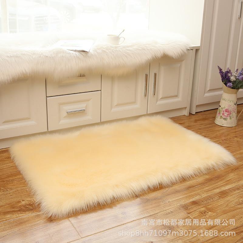Tapete Lavável de Lã Sintética com Pelo Longo para Quarto, Varanda, Janela Saliente, Sofá ou Decoração de Estufa