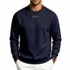 Men's Crew Neck Sweatshirt Solid Color Long Sleeve Pullover Top with Small Chest Label Casual Loose Fit Daily Wear Sweatshirt
