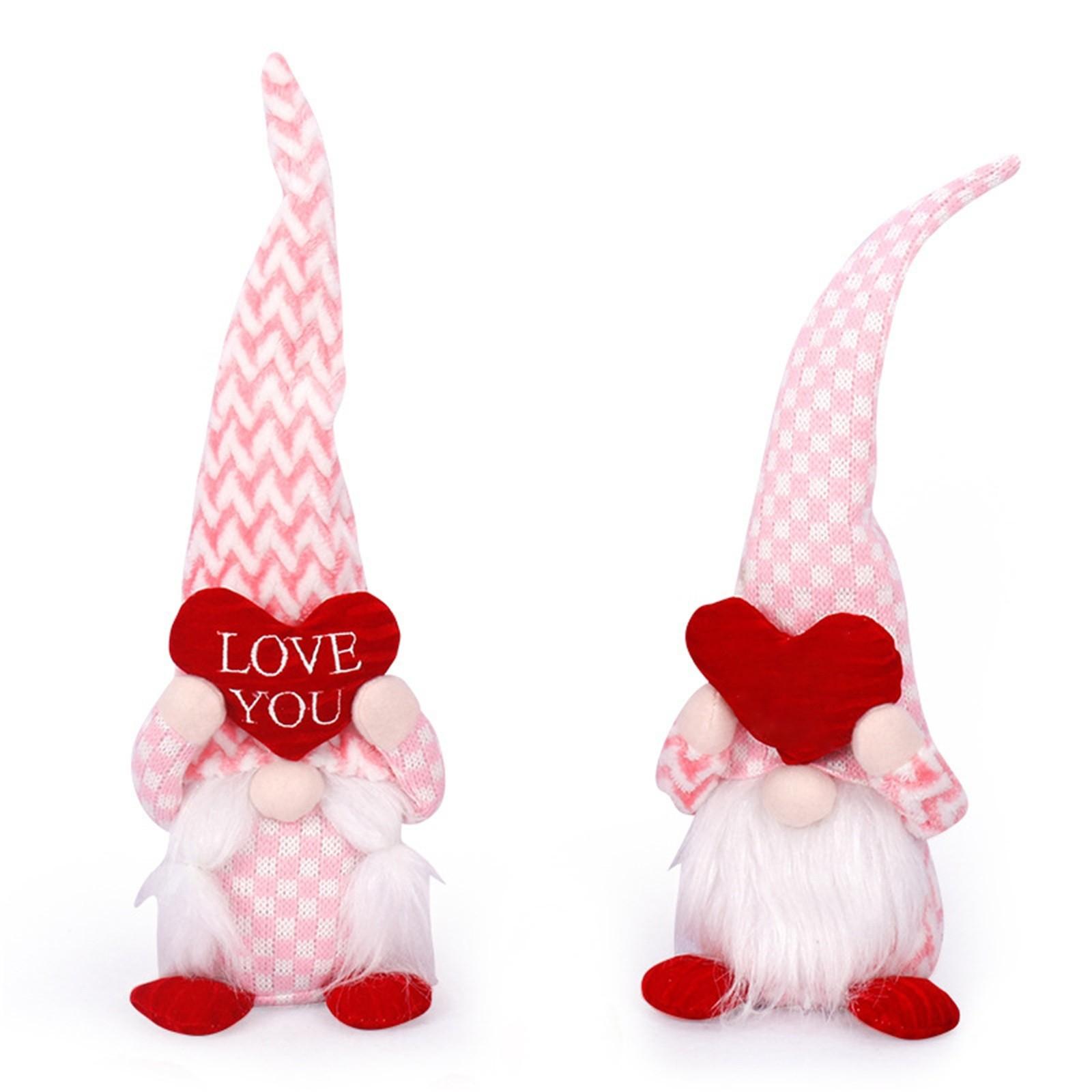 

Плюшевая кукла-гном на День святого Валентина, украшения ручной работы, украшение для стола на День святого Валентина, подарок на День святого Валентина, 2 шт.