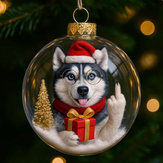 Funny Dog Christmas Ornament Cute Mischievous Dog Decor with Playful Expressions Festive Gag Gift for Pet Lovers