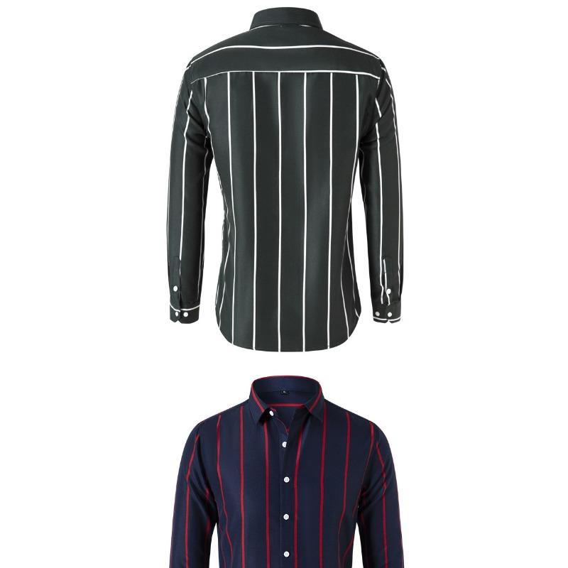 Men Striped Long Sleeve Casual Slim Fit Fashion Business Shirt