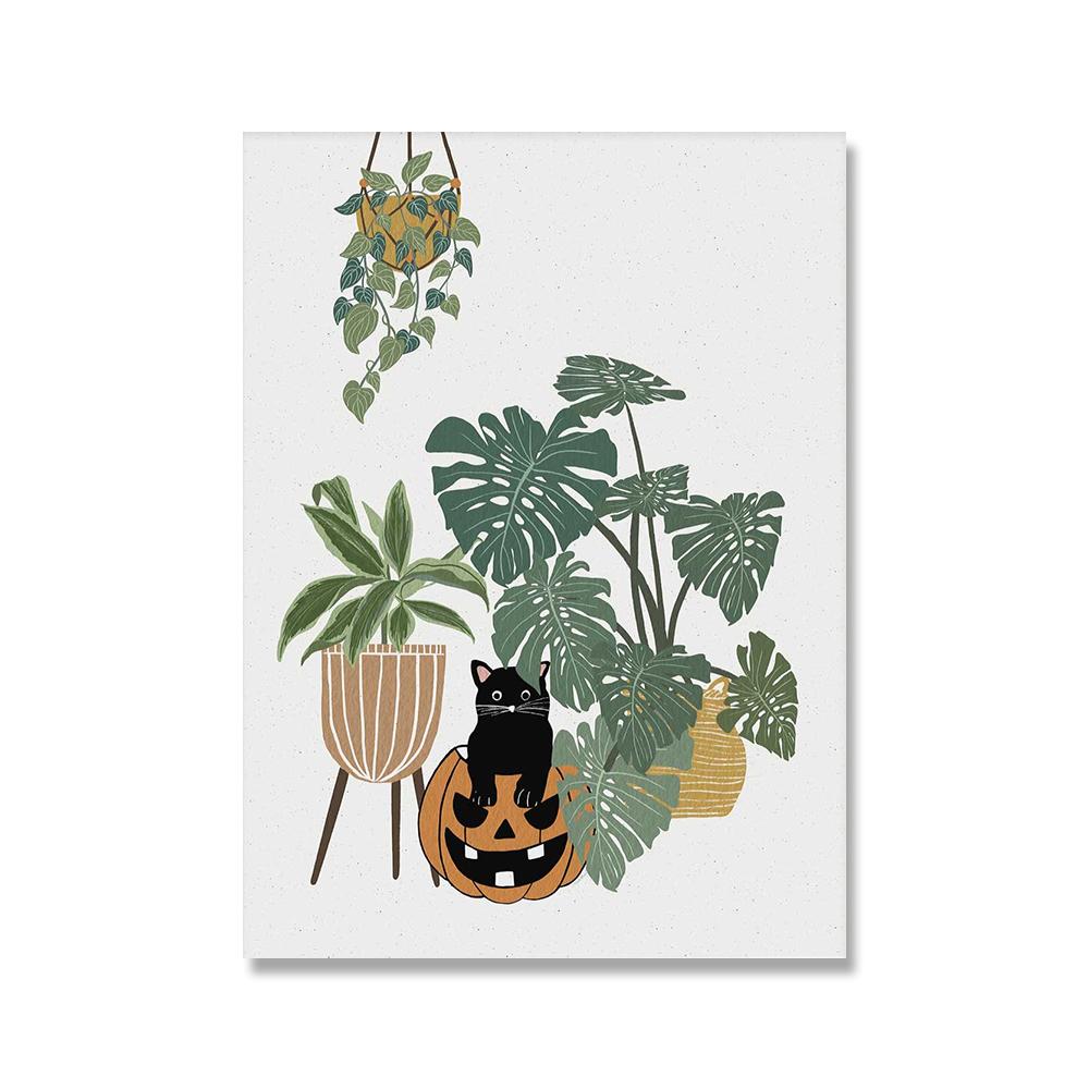 Halloween Skeleton Pumpkin Black Cat Wall Art Canvas Painting Nordic Posters And Prints Wall Pictures For Home Living Room Decor