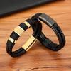 Popular braided leather rope special style classic stainless steel men's leather bracelet double-layer design