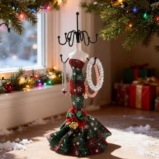 Christmas Jewelry Storage Tree Mannequin Jewelry Stand Necklace Holder Earring Ring Organizer