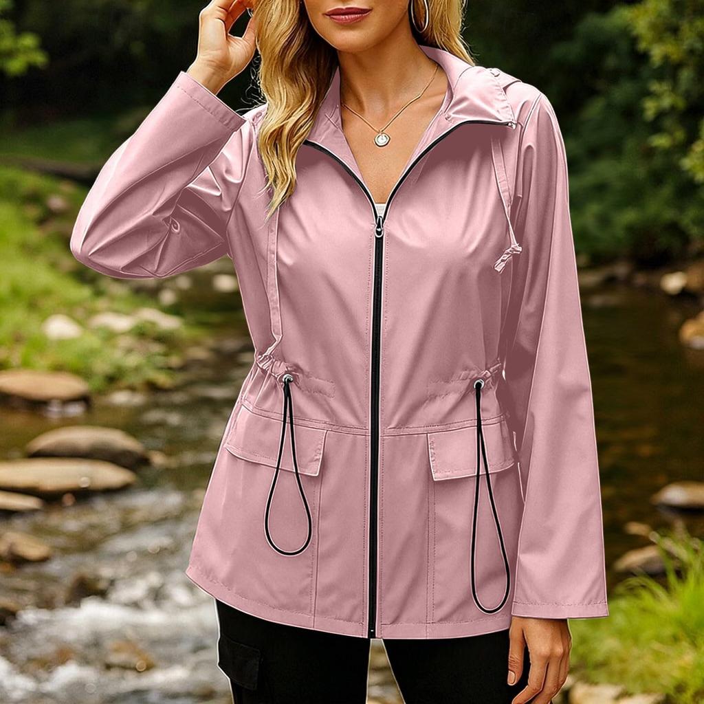 Women's Windbreaker Jacket with Zipper for Outdoor Hiking and Travel