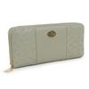 Long Round Cute Cat Character Floral Embossed [Shanfy] Women's Wallet, Zipper, Brooch, (Green)