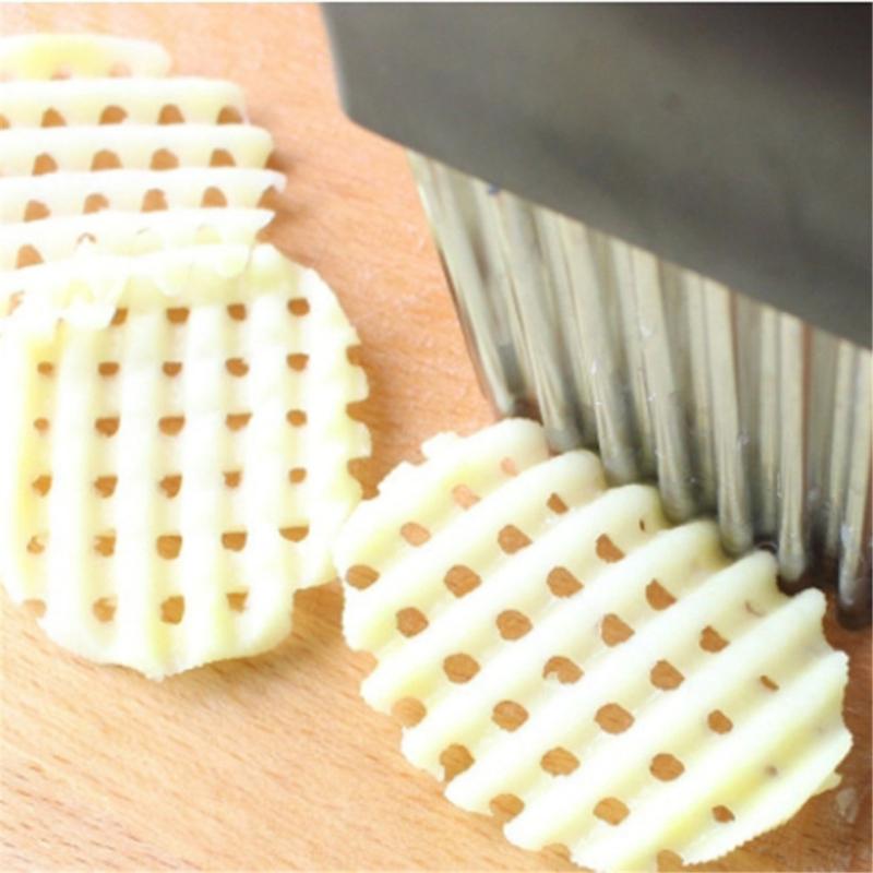Stainless Steel Crinkle Cut Knife - Multi-Purpose Chip Slicer For Vegetables, Fruits And French Fries 