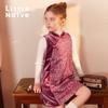 Little Naive Girls' Sequin Velvet Qipao Vest Dress