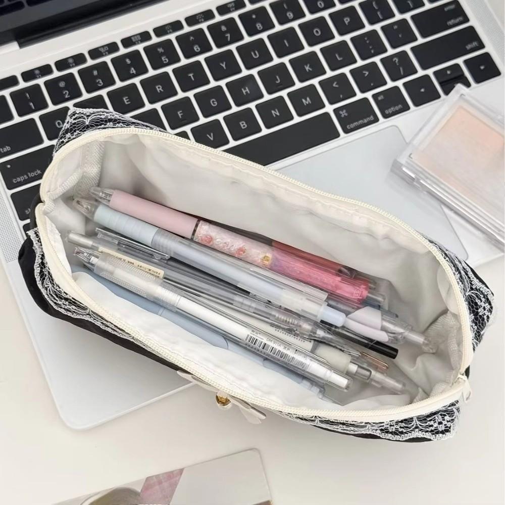 Black Pencilcase Bags Lace Stationery Storage Bag Cute Pencil Case  Organizer Pouch