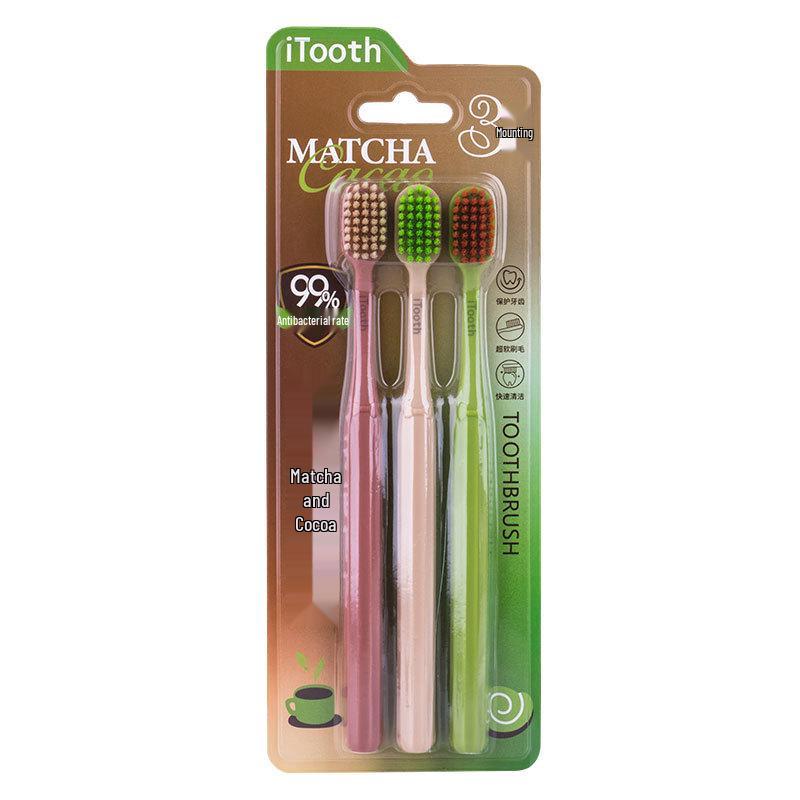 Adult Soft Bristle Toothbrush 3-Pack with Silver Ion Antibacterial Wide Head