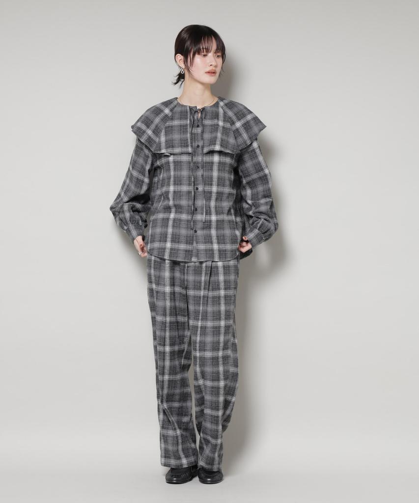 Nano Universe Ombre Check Tuck Pants be paired with other F 010 Black Women's (Can items) 673-5227320