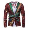 Men's Round Neck Slim Fit Long Sleeve Top Christmas Print T-shirt