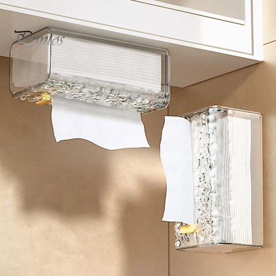 Tissue Box Wall-Mounted Tissue Storage Box Self-Adhesive Strong Load-Bearing Capacity Paper Towel Holder for Home