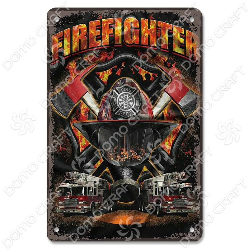 Vintage Fireman Tin Sign Metal Plate Classic Firefighter Movie Metal Poster Wall Decor for Garage Club Hotel Home