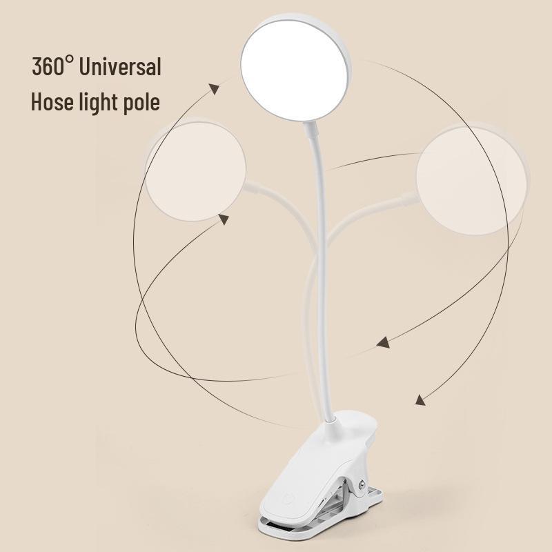 USB Rechargeable LED Clip-On Desk Lamp for Eye Protection, Ideal for Students and Bedside Use