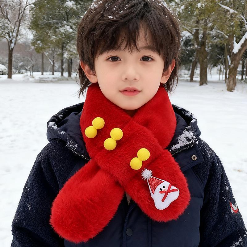2023 Cute Cartoon Winter Scarf for Children - Korean Style, Warm Christmas Neck Warmer for Elementary School Girls & Boys
