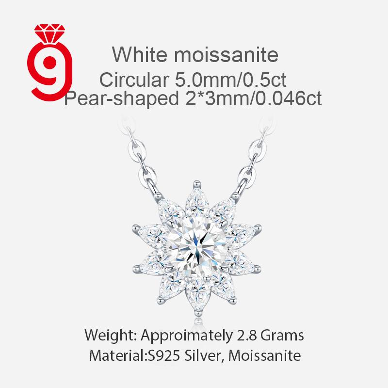 Radiant Sunflower S925 Silver VVS Multi Pear Halo Multi-Prong Dainty Cable Chain GRA Certified Daily Moissanite Pendant Necklace