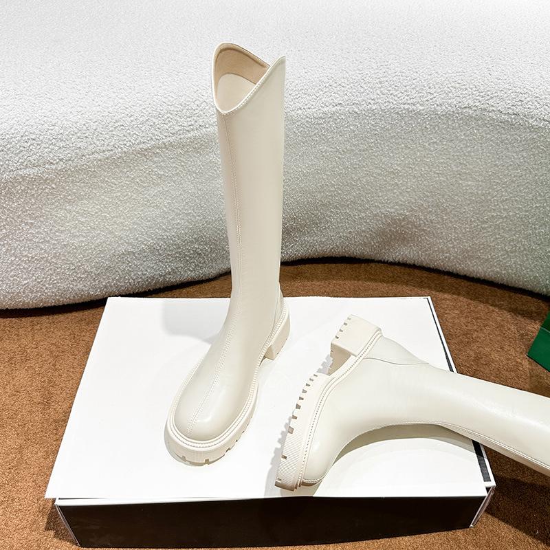 Long boots women's new winter thick-soled knight boots women's thick heel temperament is thin and tall white high boots