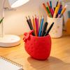 Realistic Fruit Shaped Pen Storage 3D Printed Strawberry Holder, Creative Desktop Organizer for Pencils and Makeup Unique Office Supplies Women
