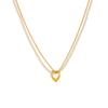 Gold Plated Heart Pendant Pearl Layered Necklace, Stainless Steel Double Chain Choker, Elegant Jewelry for Women Gift