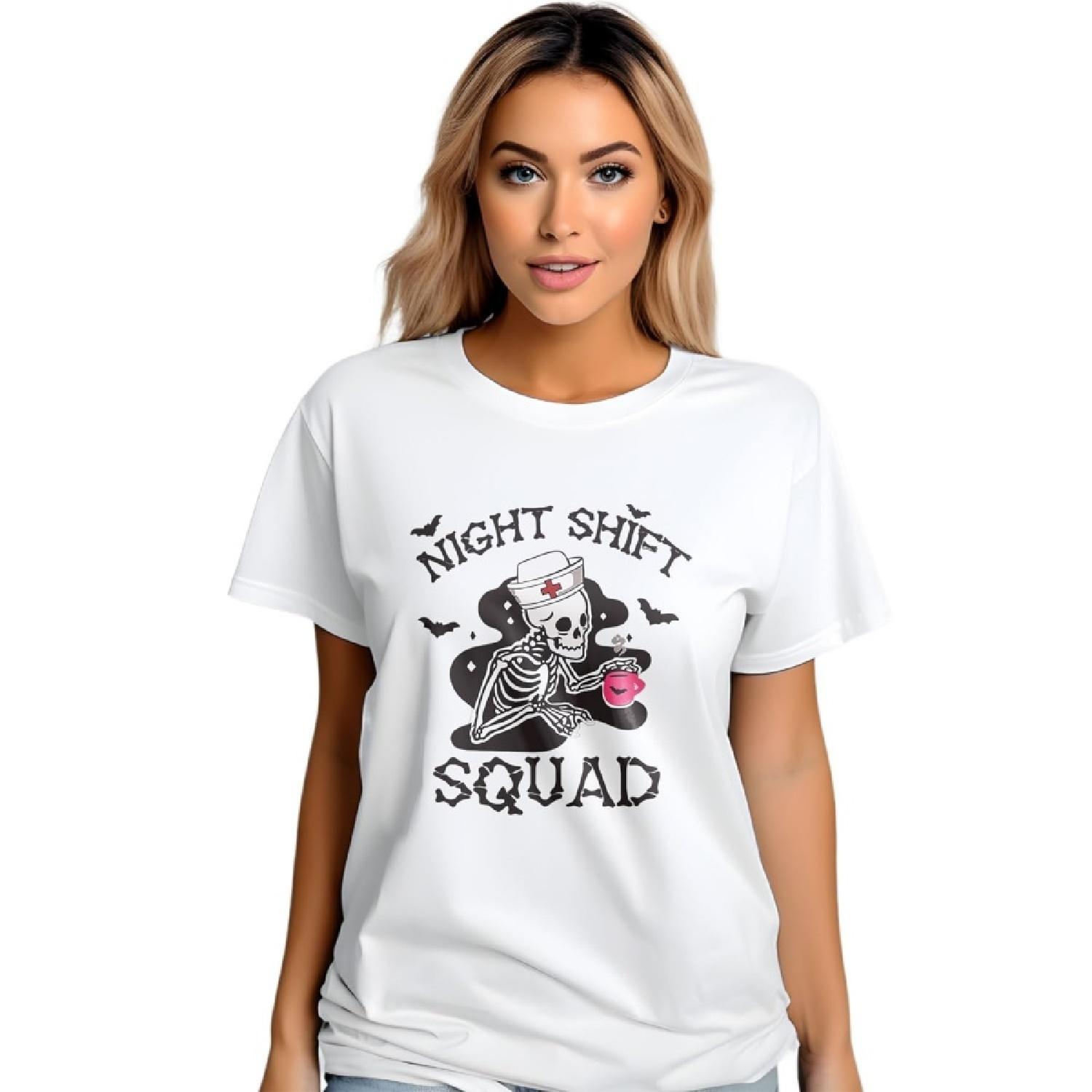 Футболка Comfort Colors  Команда ночной смены , Футболка с скелетом медсестры ночной смены, Футболка с скелетом медсестры на Хэллоуин, Смешная футболка для медсестер, Команда медсестер отделения неотложной помощи S