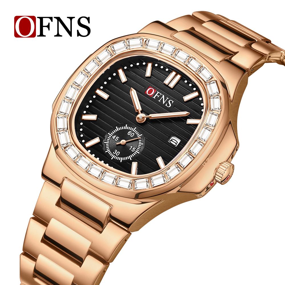 Women's Quartz Luxury Watch Fashion Square Waterproof Calendar Stainless Steel Strap Watch
