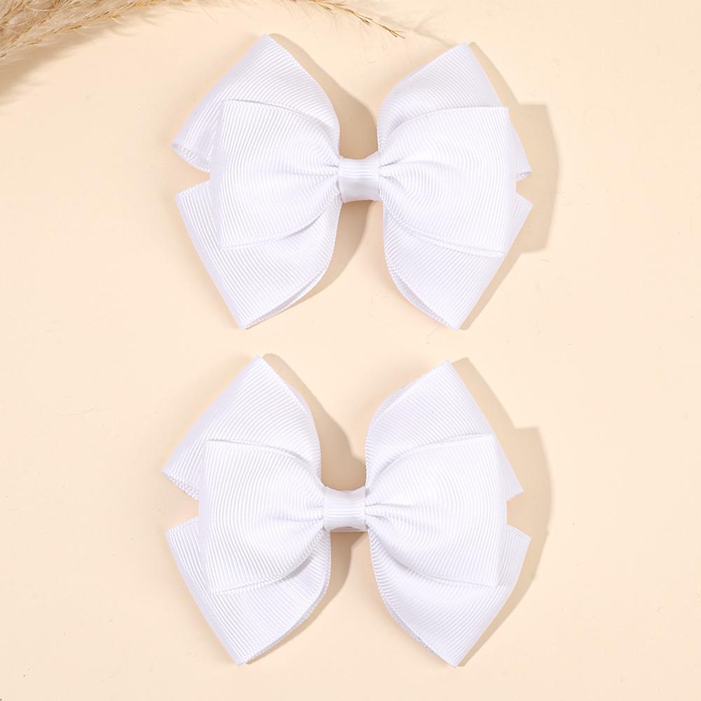 

2 шт. Минималистичные однотонные заколки для волос с лентами-бантами из грогрена, ручной работы, простые, на каждый день, детские головные уборы и аксессуары для женщин и девочек