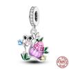 Fit Charms Fororiginal Bracelets Animal Series Flower Rabbit Holding Heart 100%Copper Jewelry Making For Women Gift