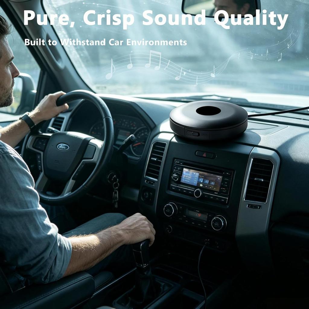 Tragbarer CD-Player für Auto mit USB-Anschluss und Bluetooth TX, Externer Auto-CD-Player Plug and Play Verlustfreie Klangqualität