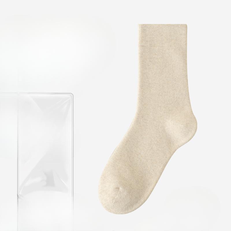 Female Spring and Autumn New Pure Color All Build Deodorant Hair Circle Household Floor In The Tube Cotton Socks