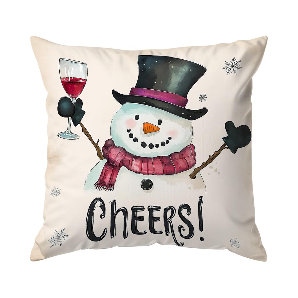 Vintage Christmas Snowman Pillowcase Bedroom Sofa Cushion Cover 100% Polyester Living Room Cushion Pillowcase Home Decor