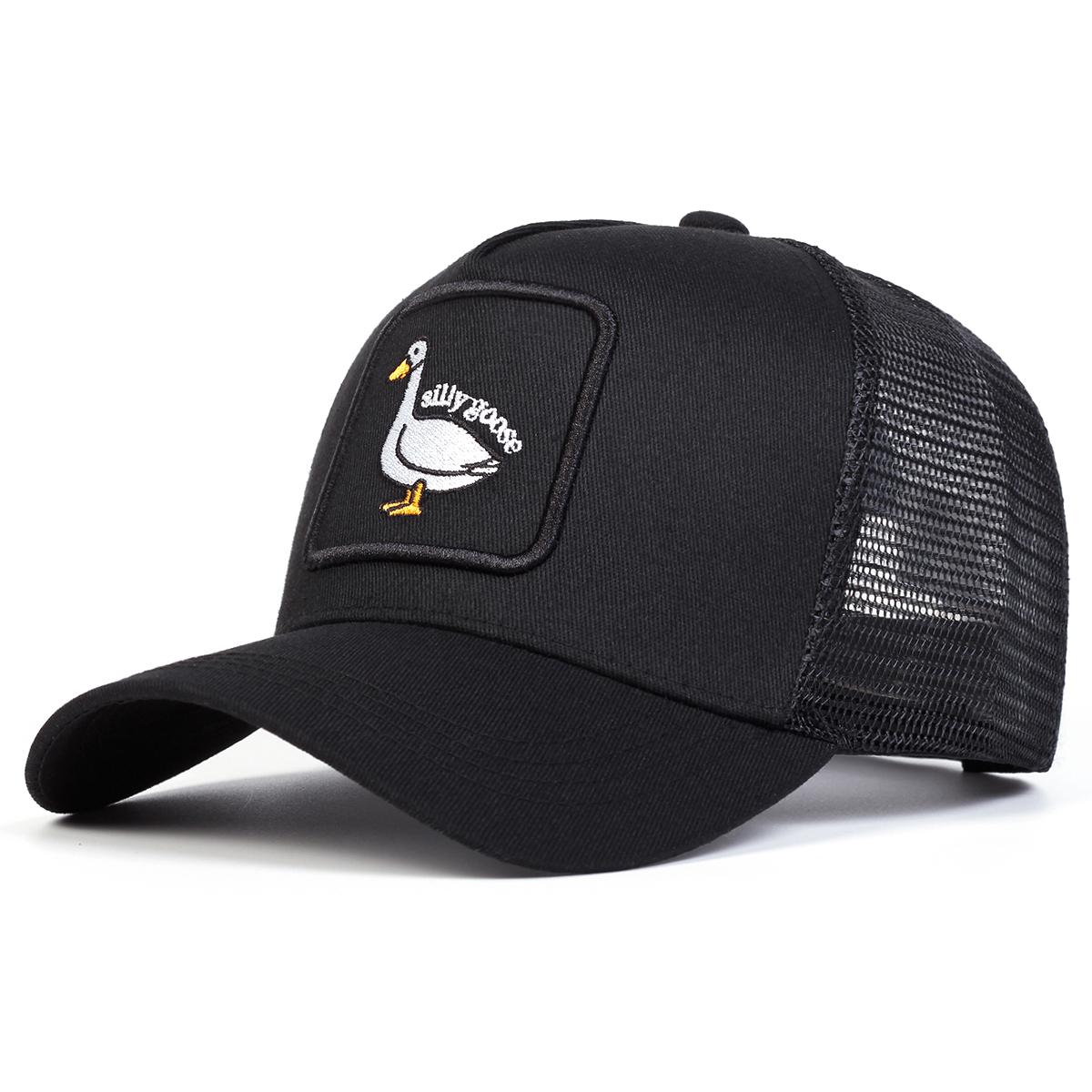 

Мужская бейсболка с вышивкой утки, сетчатая шляпа, уличная регулируемая солнцезащитная шляпа для отдыха, весна-осень, путешествия, туризм, пляжный отдых чёрный