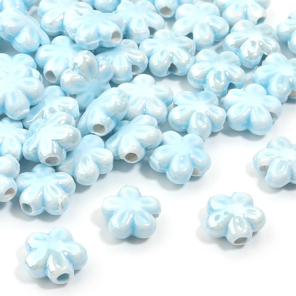 10pcs Colorful Cherry Blossoms Ceramic Beads Mini Flower Loose Spacer Beads For Jewelry Making DIY Bracelet Necklace Accessories