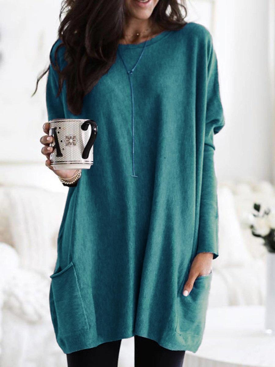 

Новая осенняя повседневная футболка с длинными рукавами и карманом для женской одежды L