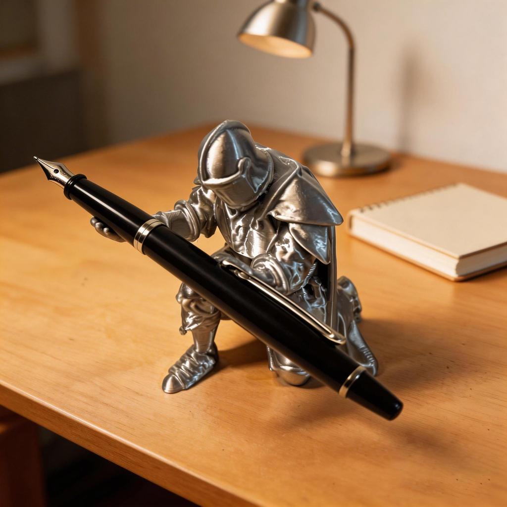 3D Printed Executive Knight Pen Holder - Armor Hero Desktop Decor Ornament