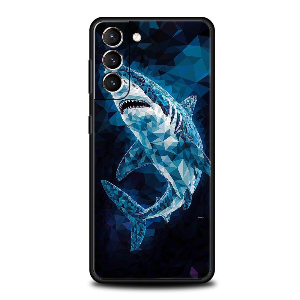 Seaside Sharks Pattern Phone Case for Samsung Galaxy S26 S25 S24 S23 S22 S20 S21 FE Ultra S25 Edge Plus 5G Soft TPU Cover Capas