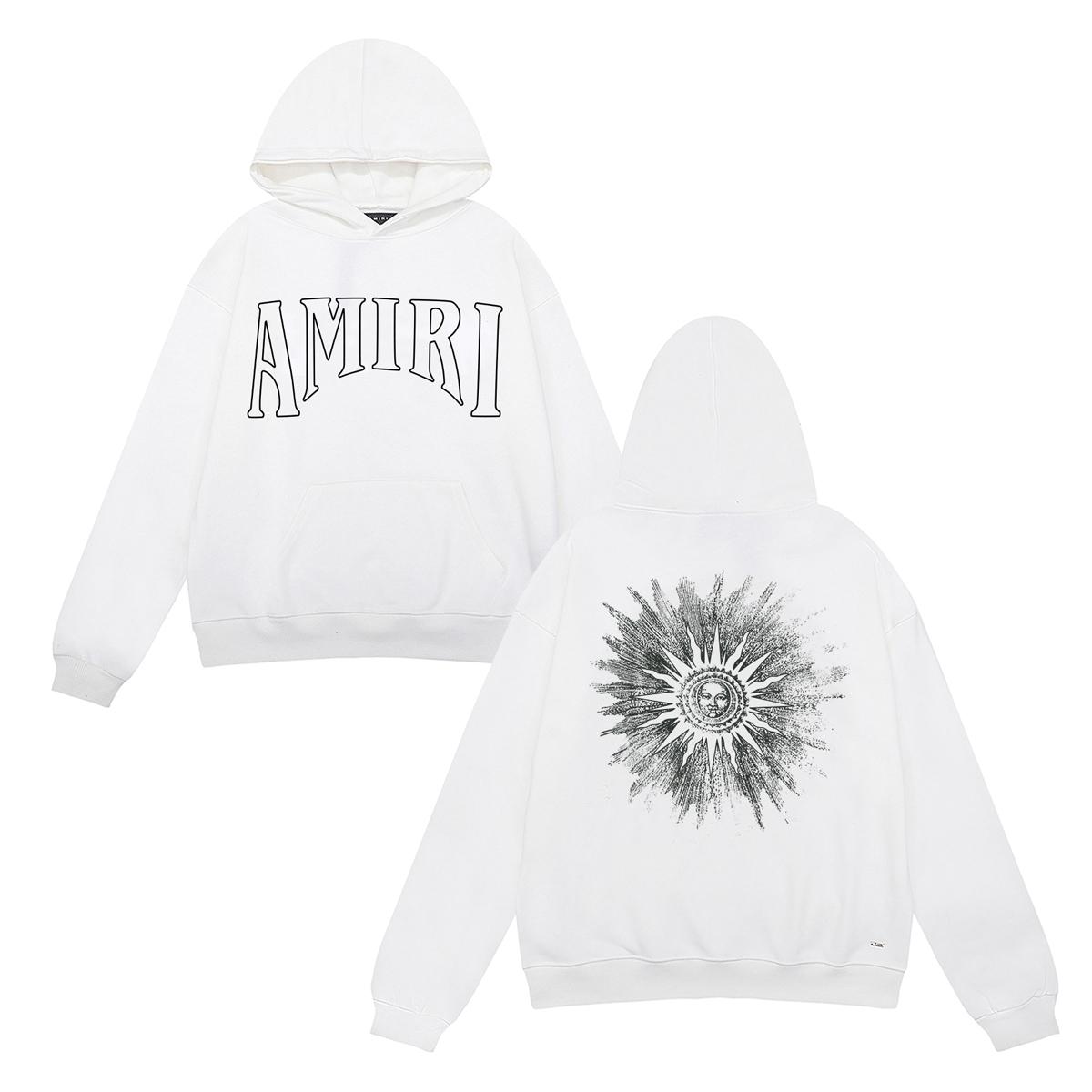 

Amiri Son of the Sun Print Spring and Autumn Loose Plus Size Thin High-quality Cotton Hooded Couple Hoodie L