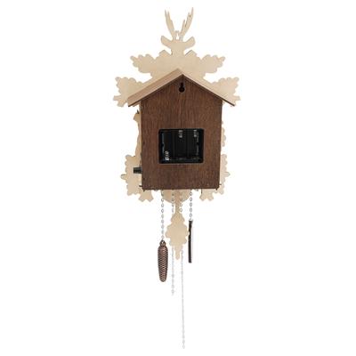 Kuckucksuhr, Traditionelle Schwarzwälder Handgefertigte Holz-Quarz-Uhr für die Wand Antike Dekoration mit Ahornblatt-Pendel