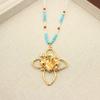 Dd Blogger Branch Shadow Long Sweater Chain Turquoise Pearl Design Early Autumn Chain Four Leaf Clover Pendant