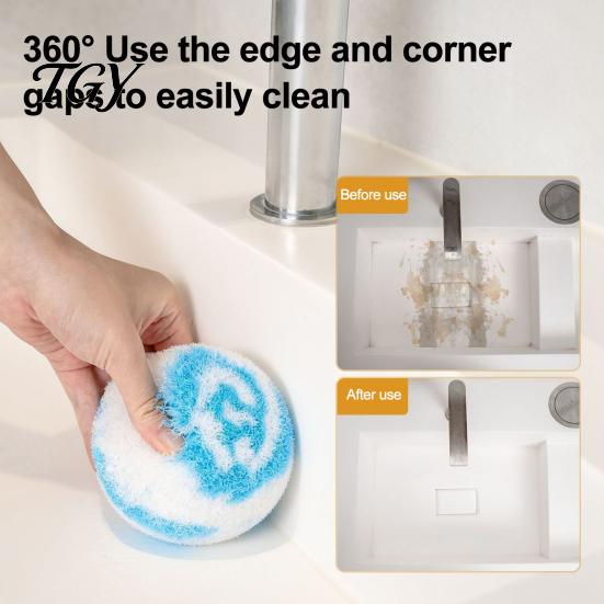 Scrubbing Sponge for Kitchen Non-Scratch Cleaning Scrubber Ball, Gentle Reusable Stain Removal Sponge, Household Dirt Deep Tool Ceramic