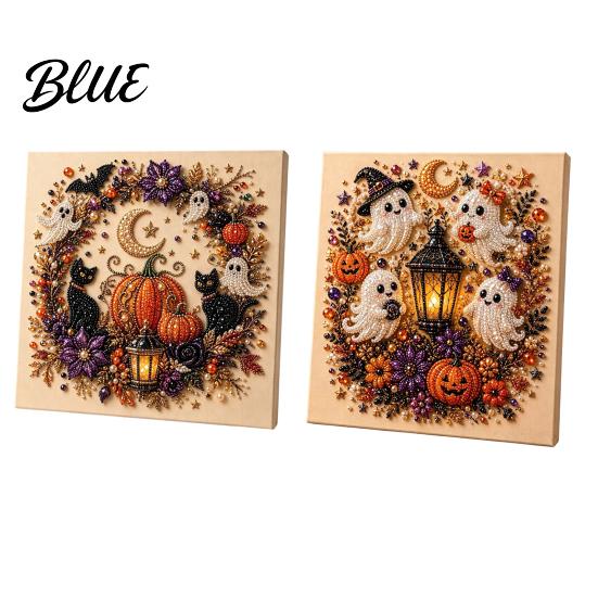 Handmade Holiday Gift Ideas Halloween Faux Pearl Art DIY Kit Spooky Cute 3D Beads Painting Crafts Mosaic Crafts for Adults Gothic Ghost Pumpkin Cat