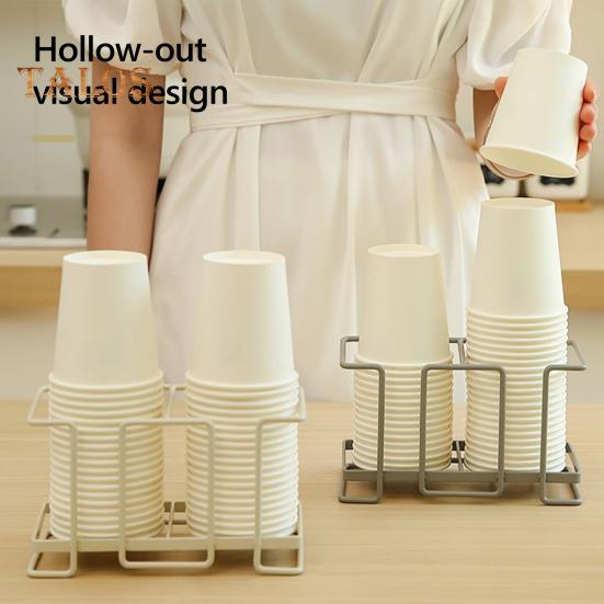 Držák na papírové kelímky Moderní jednoduchá dvojitá štěrbina Pevný kov Robustní pracovní deska Jednorázový plastový zásobník na kelímky Organizér Domácí potřeby