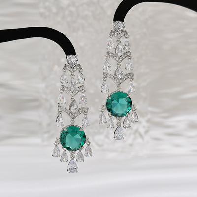Fashion Light Luxury Heavy Industry Earrings Slightly Inlaid Zircon Water Drop-Shaped Fringed Earrings Versatile Earrings Women