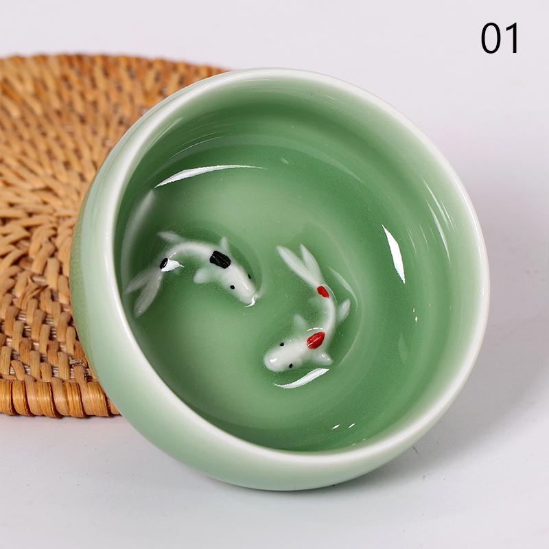 60ml Crackle Golden Fish Celadon Porcelain Teacups Delicate Longquan Teacup Bowl Ceramic Chinese Kungfu Tea Cup Teaware